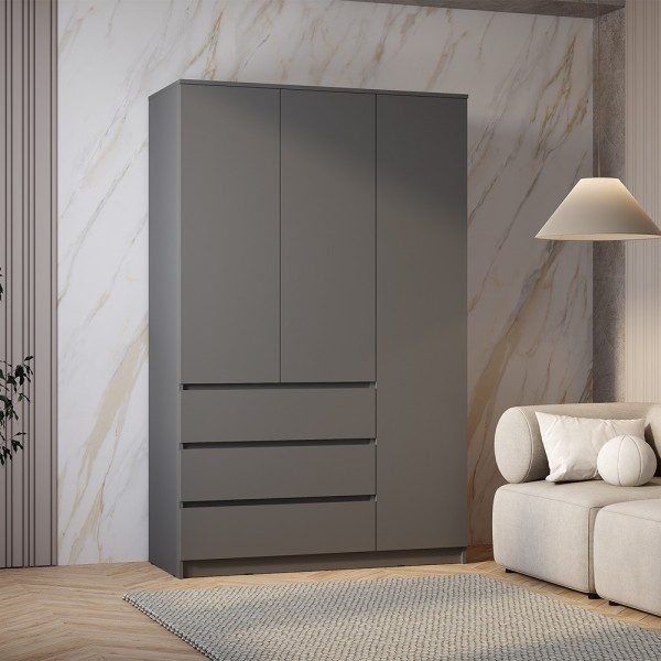 Шкаф 3-х створчатый Симпл ШК-08 Графит (BTS) в Луганске, ЛНР